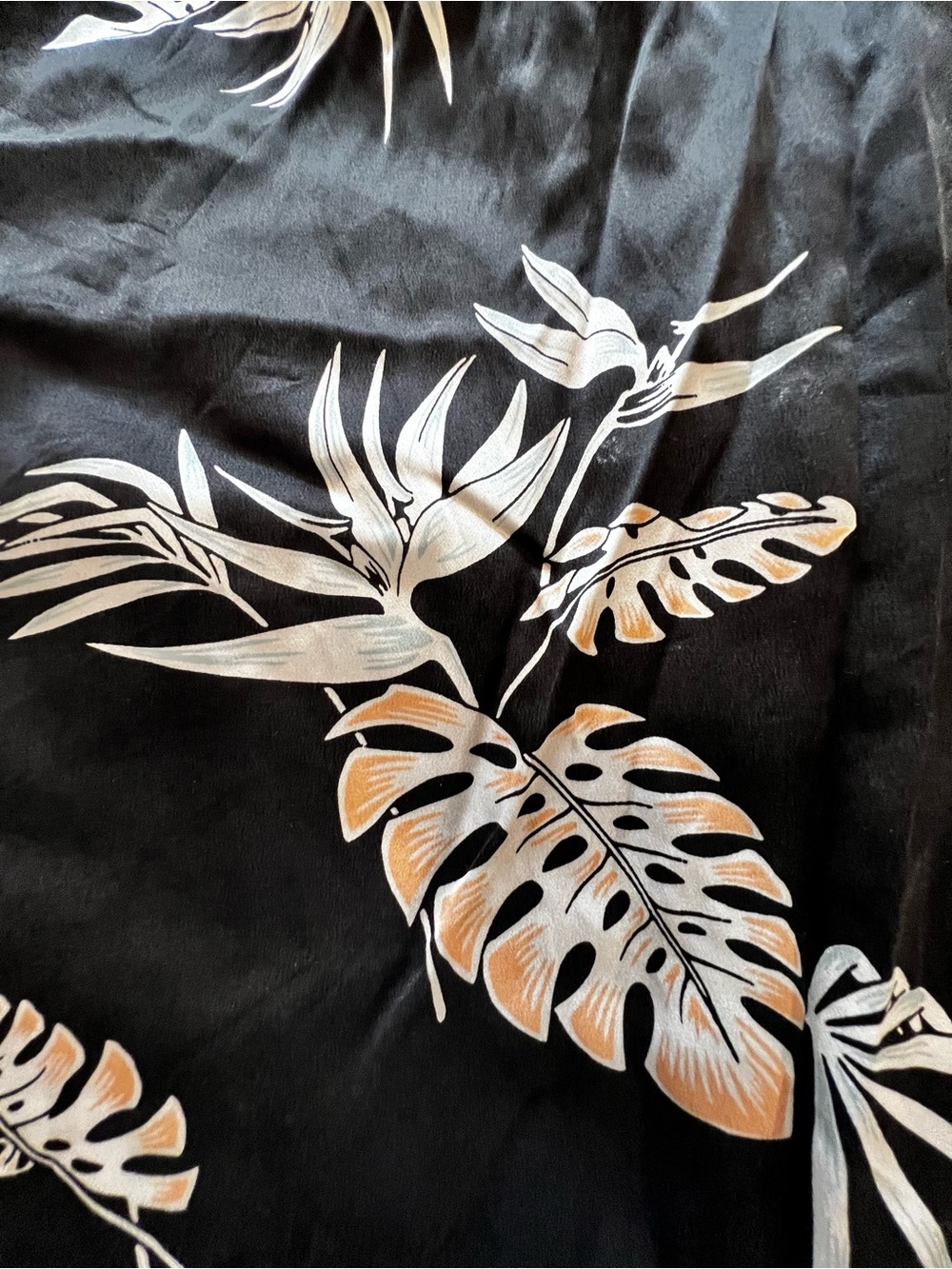 Lunya High Waist Washable Silk Pajamas In Immersed Black Palm Tropical Print XL - Picture 8 of 16